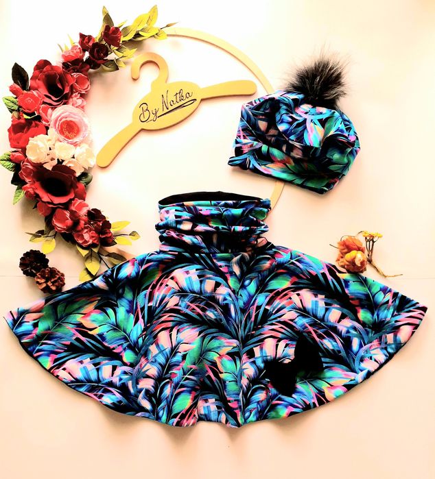 Komplet poncho,beret handmade!