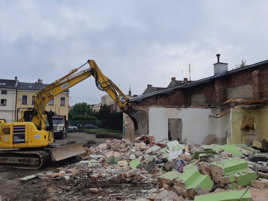 rozbiorki i wyburzeniowe, kruszywa koparka transport