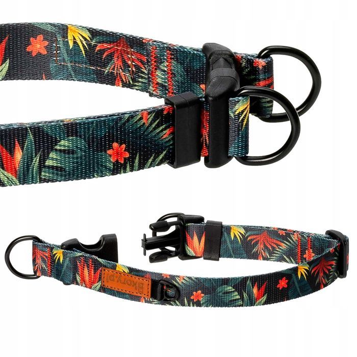 wytrzymała obroża strong dla silnych psów amstaff m 20mm  zielona wzór