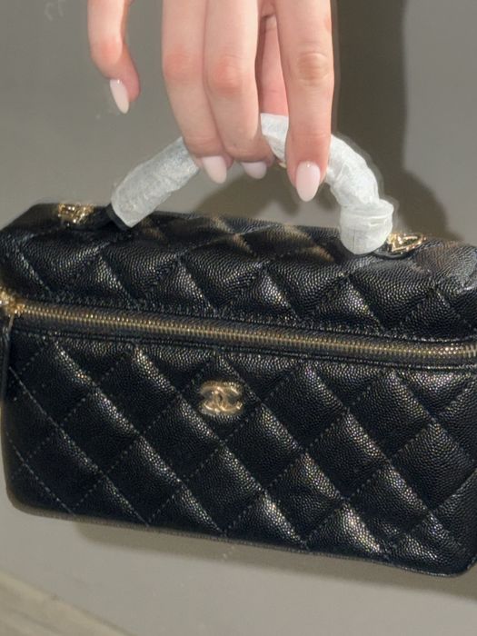Сумка chanel vanity bag з телячої шкіри(ікра) золота фурнітура