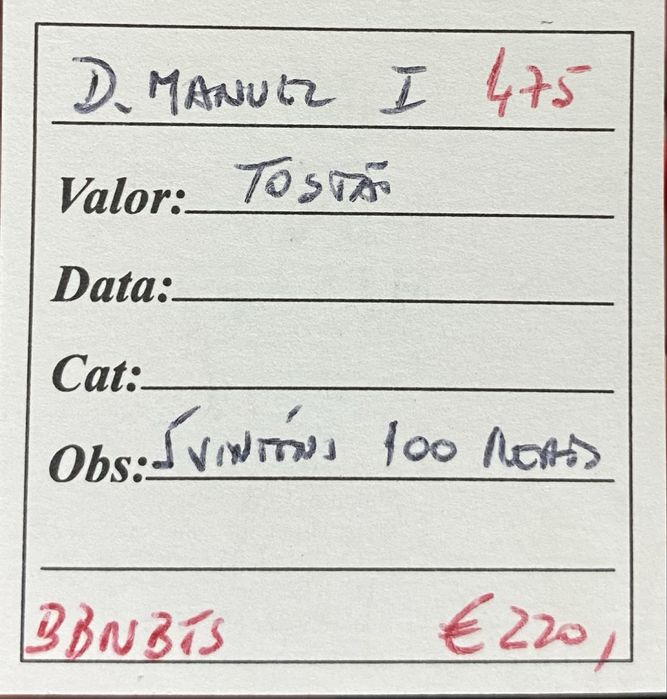 Moeda 475 - Tostao D MANUEL I