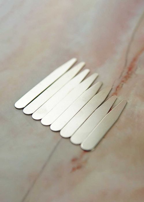 Fiszbiny do kołnierzyka koszuli STALOWE ślub krawat spinki koszula