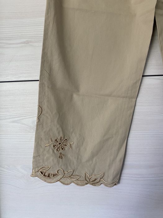 Damskie materiałowe spodnie krótsze proste nogawki wyższy stan