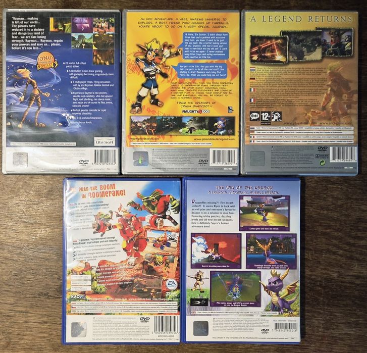 Zestaw 5 gier platformowych PS2 | Jak and Daxter, Spyro, Rayman