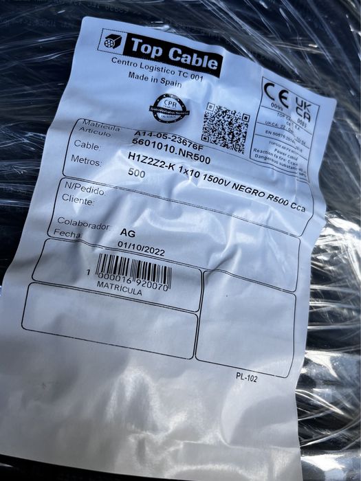 кабель сонячний для сонячних панелів кабель для солнечных панелей 10мм