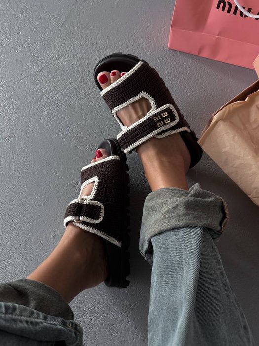 Klapki Miu Miu crochet knit