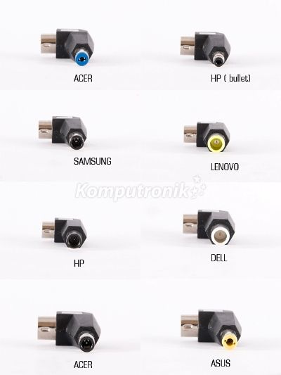 Wtyczki końcówki zasilacza laptop: Acer Dell HP Toshiba IBM LG Fujitsu