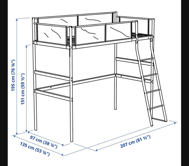 Metalowe biale lozko pietrowe Vitval z ikea