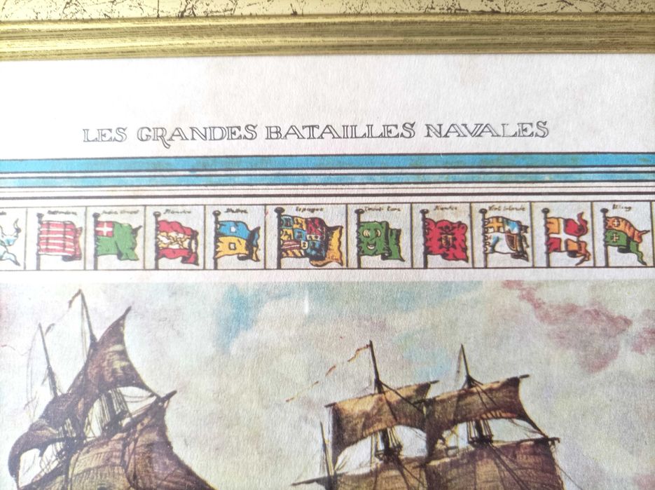 Quadro com gravura francesa "La bataille de Navarin"