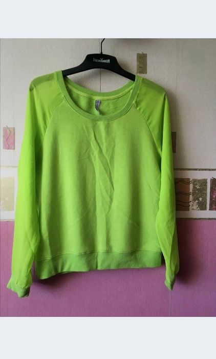 bluza , łączone materiały , tiulowe rękawy /  NEW YORKER  / rozm. s