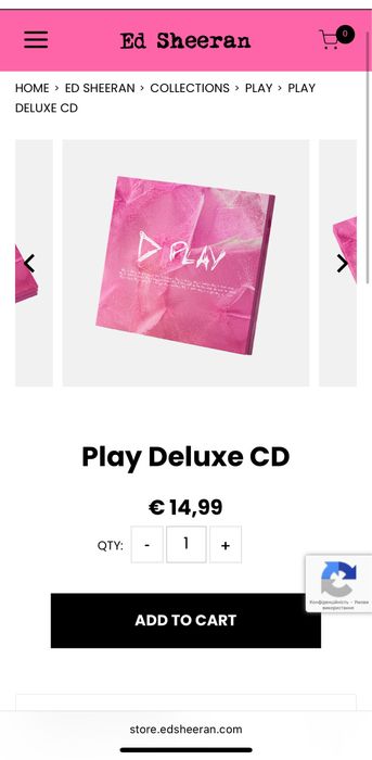 Новий CD диск Play Ed Sheeran Ед Ширан Subtract Autumn Variations