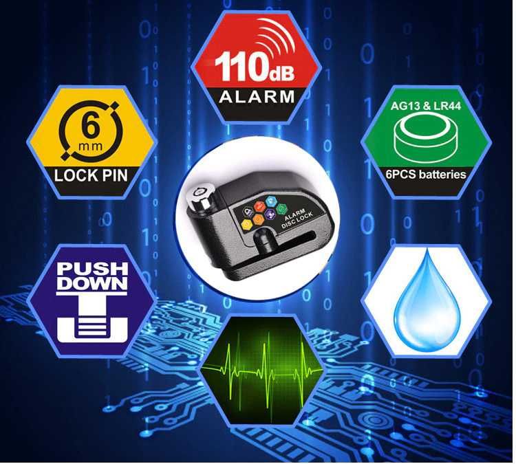 cadeado de disco com alarme de mota
