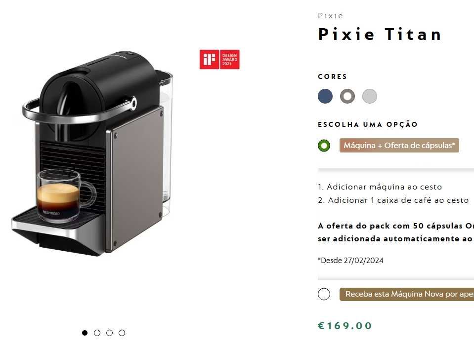 Máquina café NESPRESSO Pixie Titan (Nova)