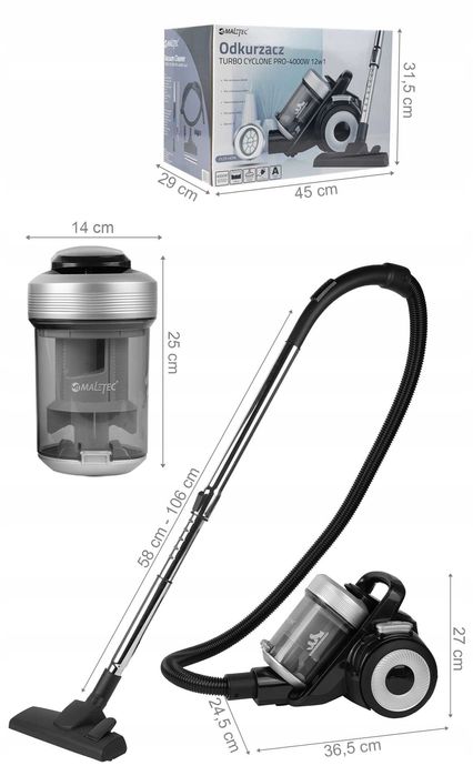 odkurzacz bezworkowy cyklonowy domowy hepa 12w1 mały mocny lekki