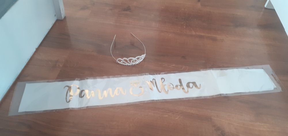 Szarfa i korona panna mloda