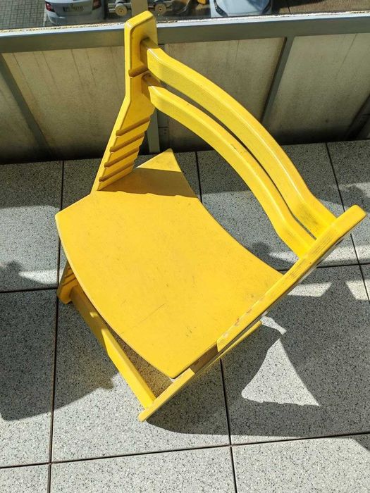 Dębowe krzesełko rosnące dla dziecka | Żółte, ergonomiczne