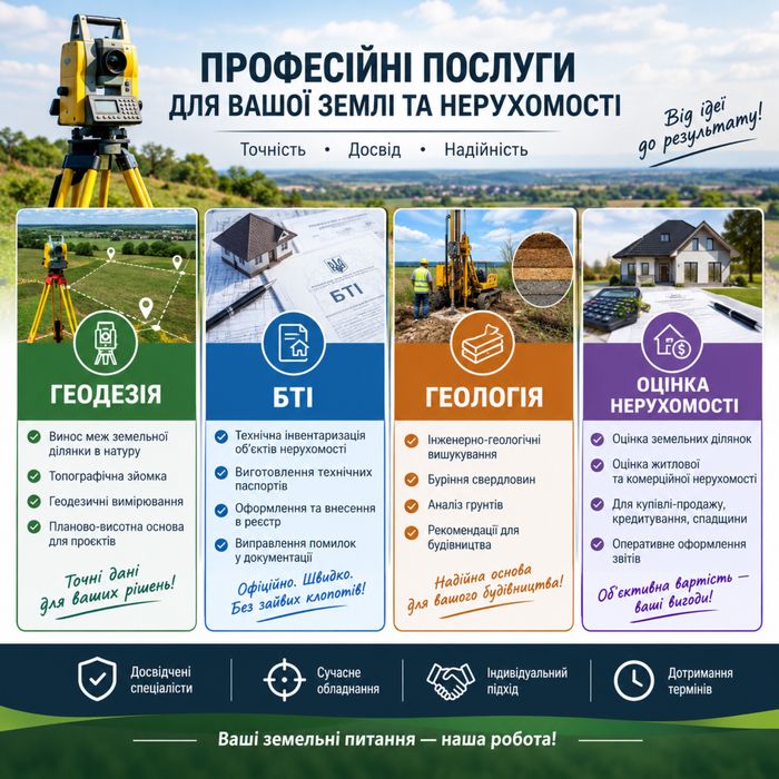 Геодезичні послуги та послуги бті