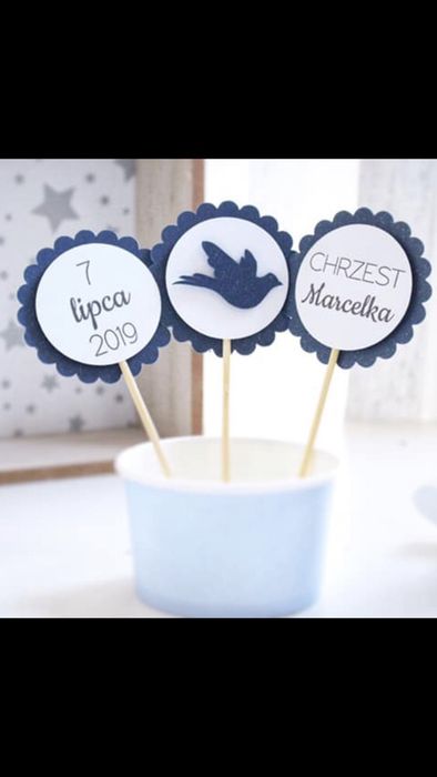 Pikery do babeczek muffinek dekoracje urodzinowe na chrzest chfzconu