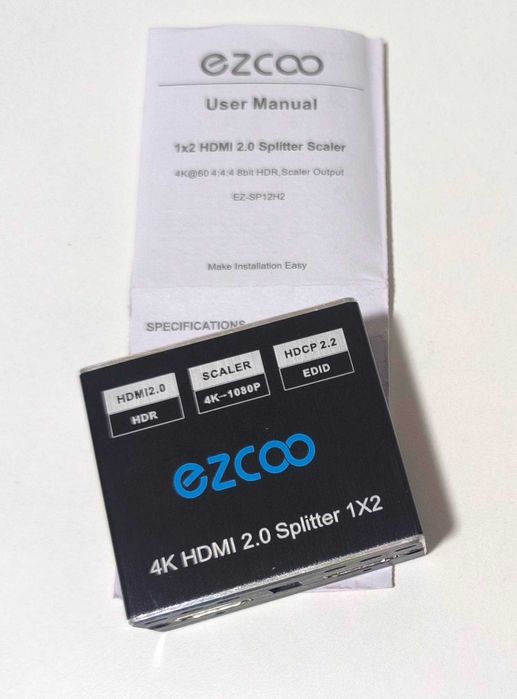 Плата розгалужування HDMI 2.0 Splitter 1x2 EZCOO 4K 60Hz Dolby Atmos