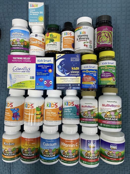 Дитячі вітаміни. Кальцій, магній, для зору, омега