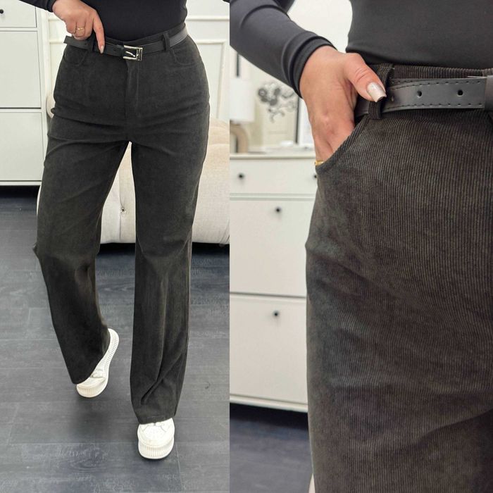 Жіночі вельветові прямі штани палаццо класичні брюки з вельвету