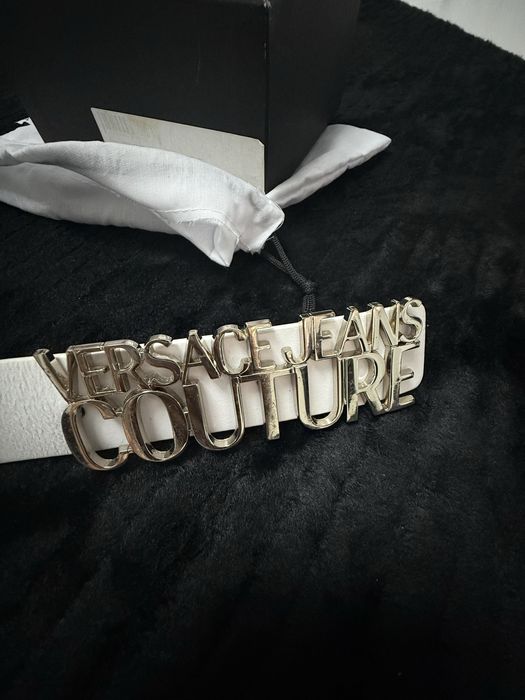 Pasek versace skora bialy 80/95