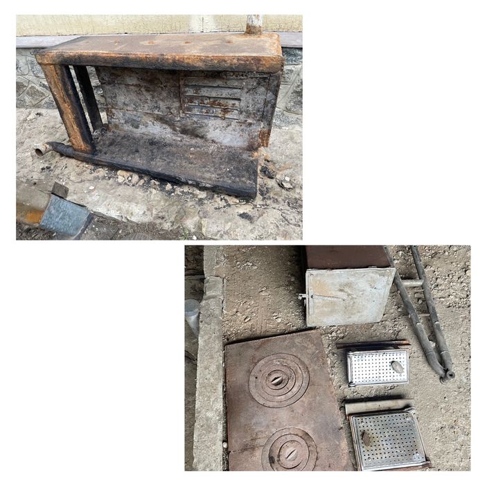 Котёл в печь в грубу большой ,чугунная плита ,дверцы ,духовка