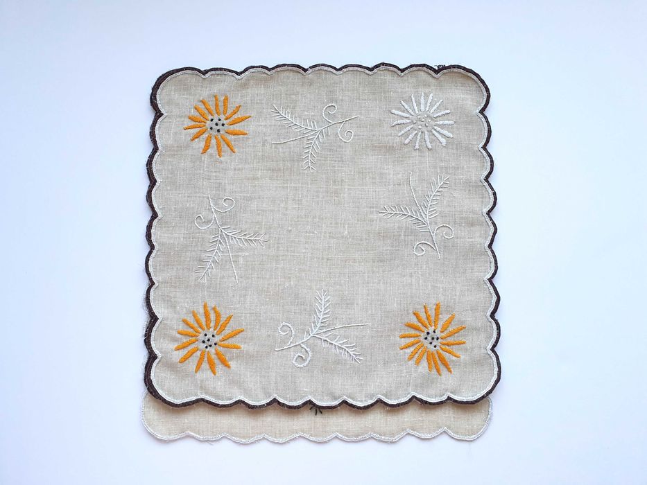 3 Serwetki haftowane Vintage PRL