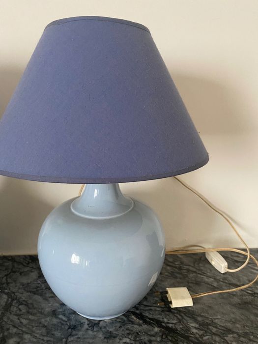 Two vintage blue table lamps506695583563130881