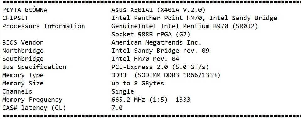 Płyta główna do laptopów ASUS X301  X401