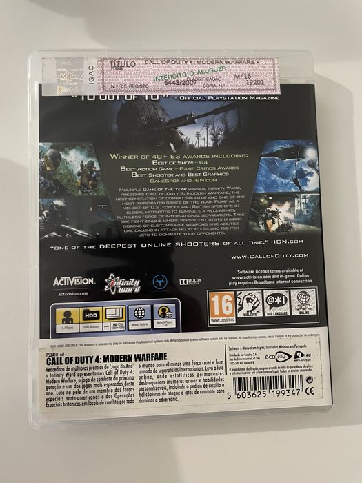 Jogo PS3 Call Of Duty Modern Warfare 4