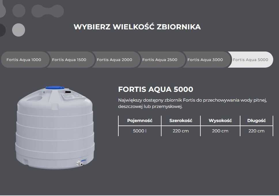 Zbiornik 5000 do wody na wode FORTIS AQUA od ręki dostawa