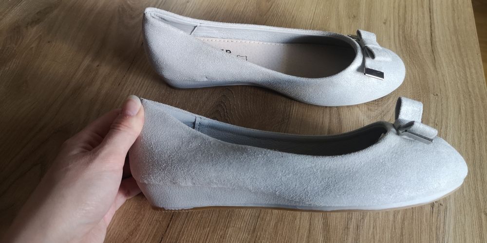 Obuwie, baleriny damskie NOWE r. 37 zamszowe szare