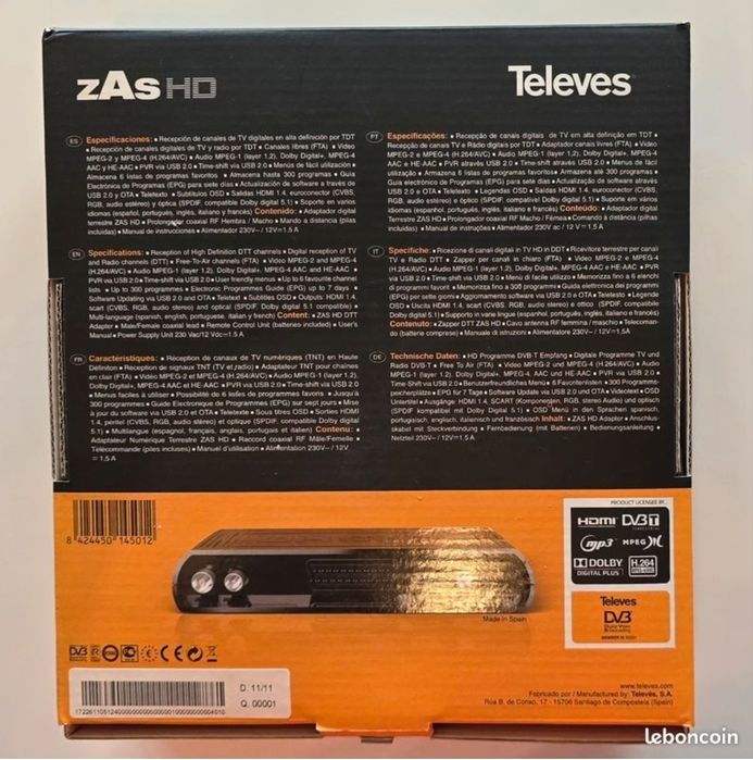 Televés ZAS HD MPEG-4 DTT Decoder64586155942403121
