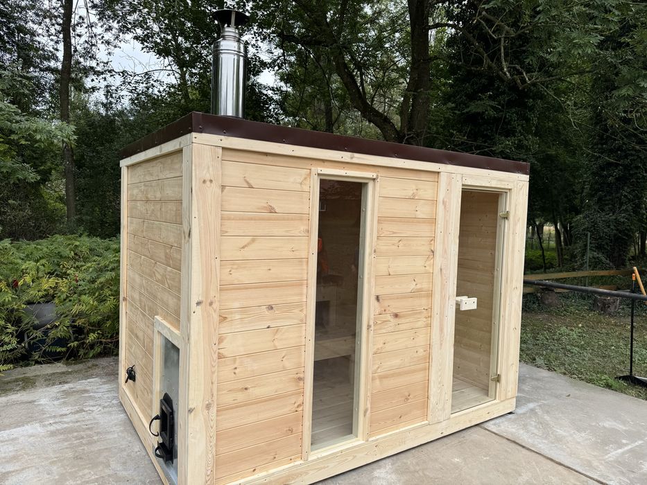 Sauna fińska  , sauna mokra ogrodowa opalana drewnem