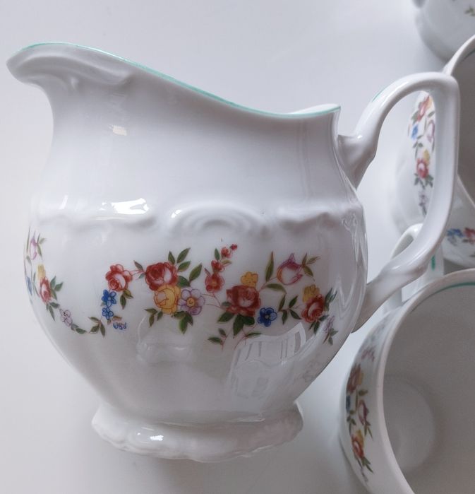 Porcelana Bogucice zestaw do herbaty filiżanki dzbanek cukiernica kawy