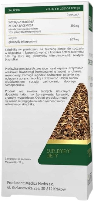 medica herbs pluskwica groniasta 60 kapsułek menopauza układ hormonalny