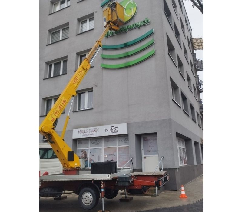 Podnośnik koszowy, zwyżka (5pietro) wynajem, usługi