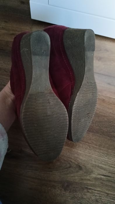 Kozaki botki za kostkę na koturnie rozowe