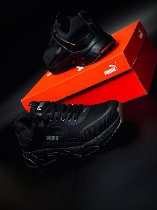 Крассовки Пума кожаные / черные кроссовки Puma демисезон /мужские Puma