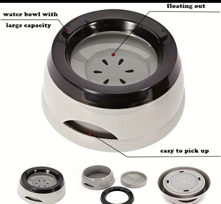 Сіра миска непроливайка для собак та котів