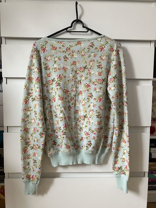 Turkusowy kardigan w róże XL