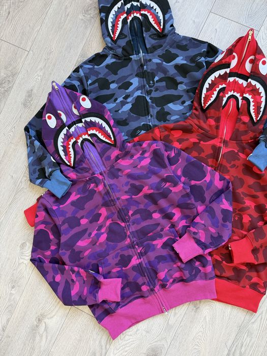 Зіп худі Bape 2026 подвійний капюшон Double Shark