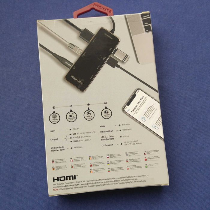 Док-станция хаб Promate PrimeHub USB-C 100W Power Delivery