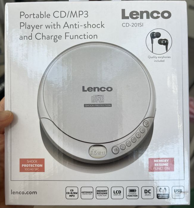 Leitor de CDs/MP3 Portátil Lenco CD-201SI (Novo / por estrear)