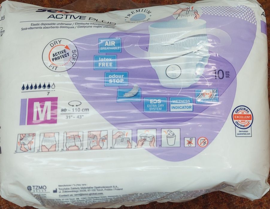 Seni active plus, pieluchomajtki, 10szt, rozmiar M