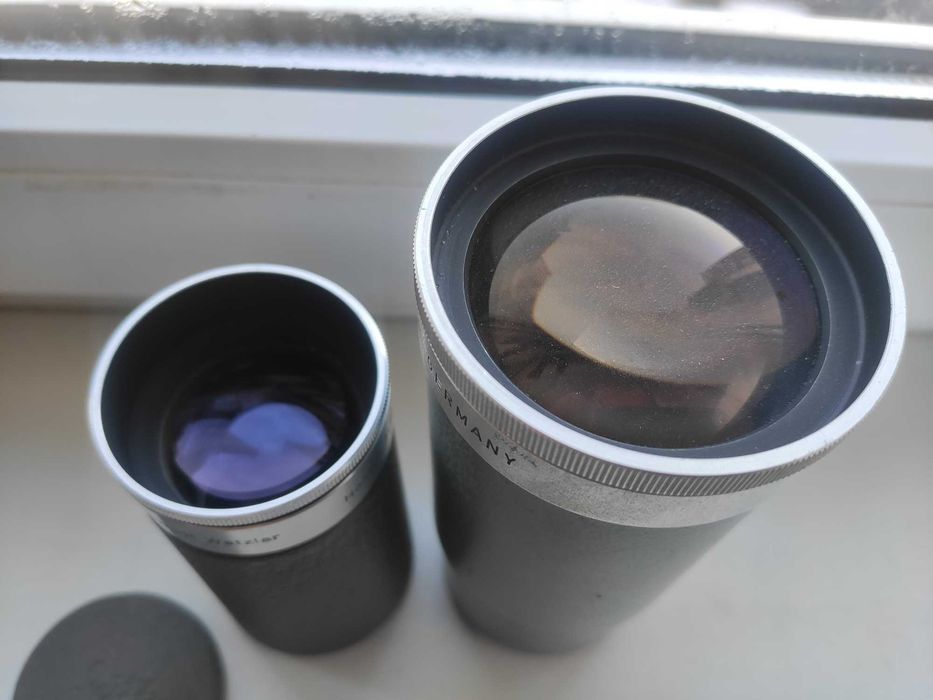 Объективы Leica Elmaron  1:2,8 / 150 mm и Leica Hector 1:2,5 / 100 mm.