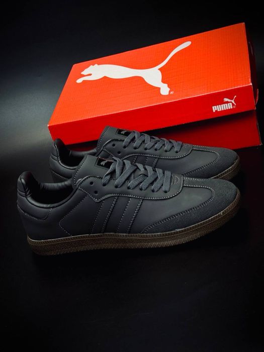 Чоловічі темні кеди Puma•пума кожані•кеди на весну•ціна топ•розміри є