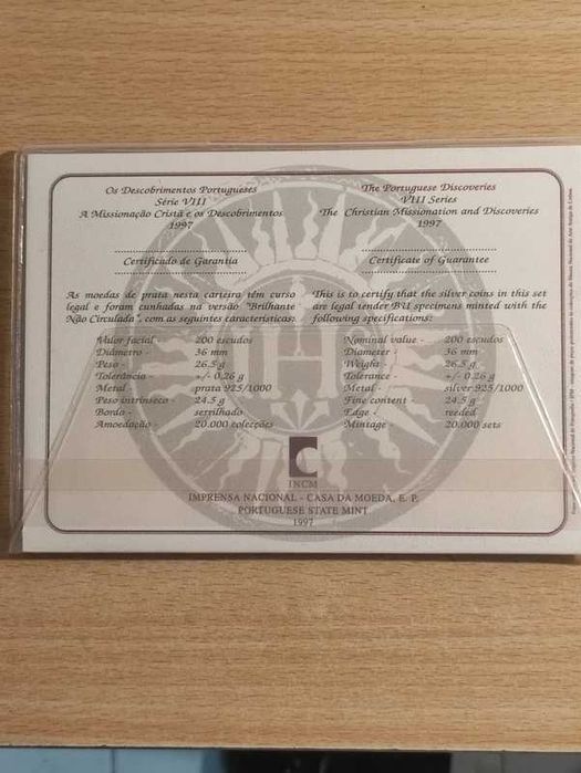 Serie VIII - Descobrimentos - 200 escudos PRATA - 1997