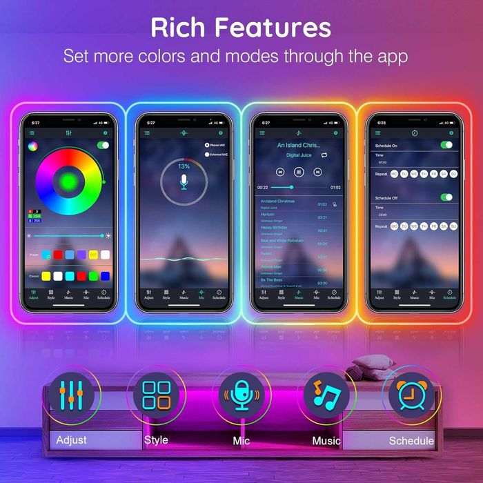 AILBTON Neonowe światła LED 30m sterowanie za pomocą aplikacji pilota